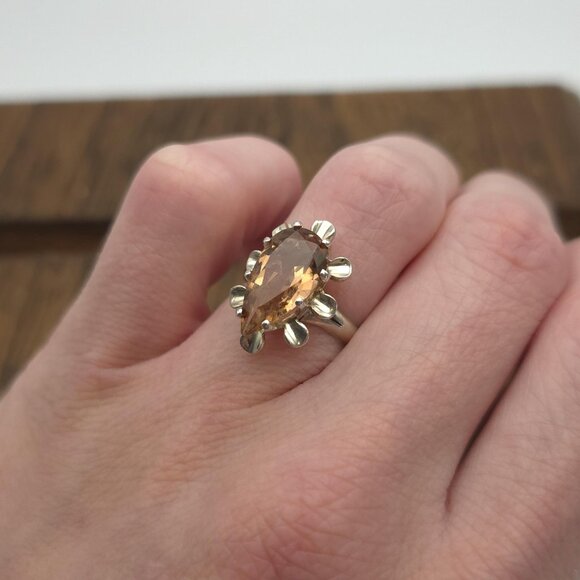 Size 6.5 Sterling Silver Unique Setting Cubic Zirconia Gem Ring A1004 - Picture 4 of 9